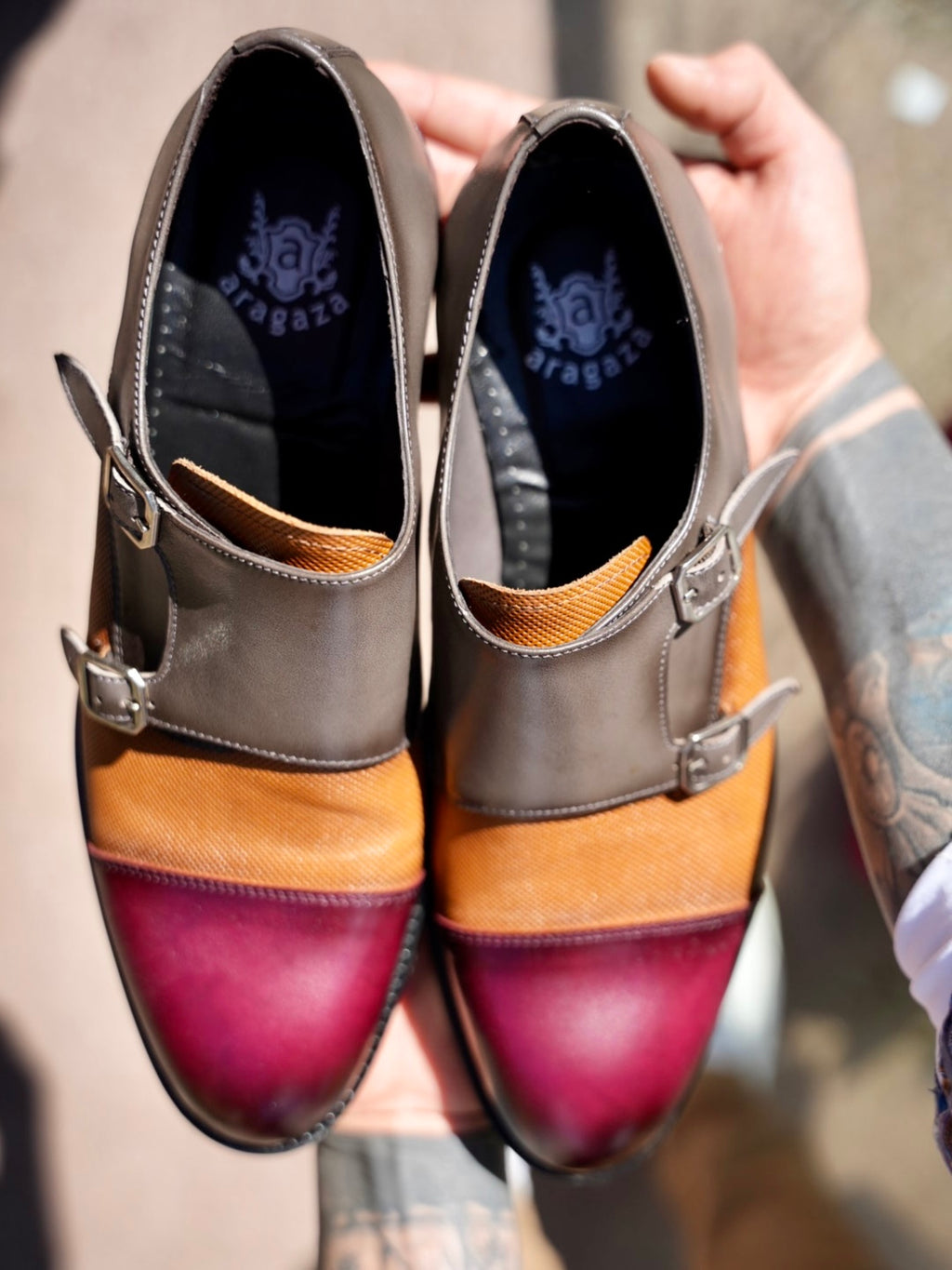 Zapato 8165H2 Burdeos/brandy/gris