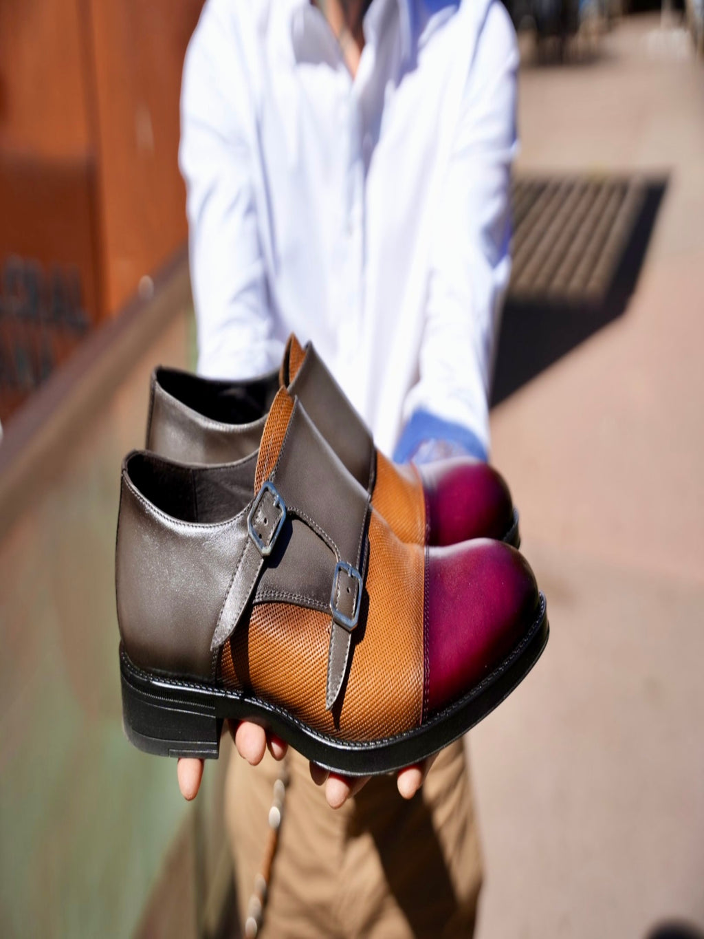 Zapato 8165H2 Burdeos/brandy/gris