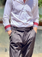 Camisa Blanca Cansano puño detalles en rojo
