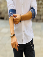 Camisa Blanca Marsicana con detalles puño en azul