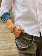 Camisa Blanca Prata puño detalles en Azul
