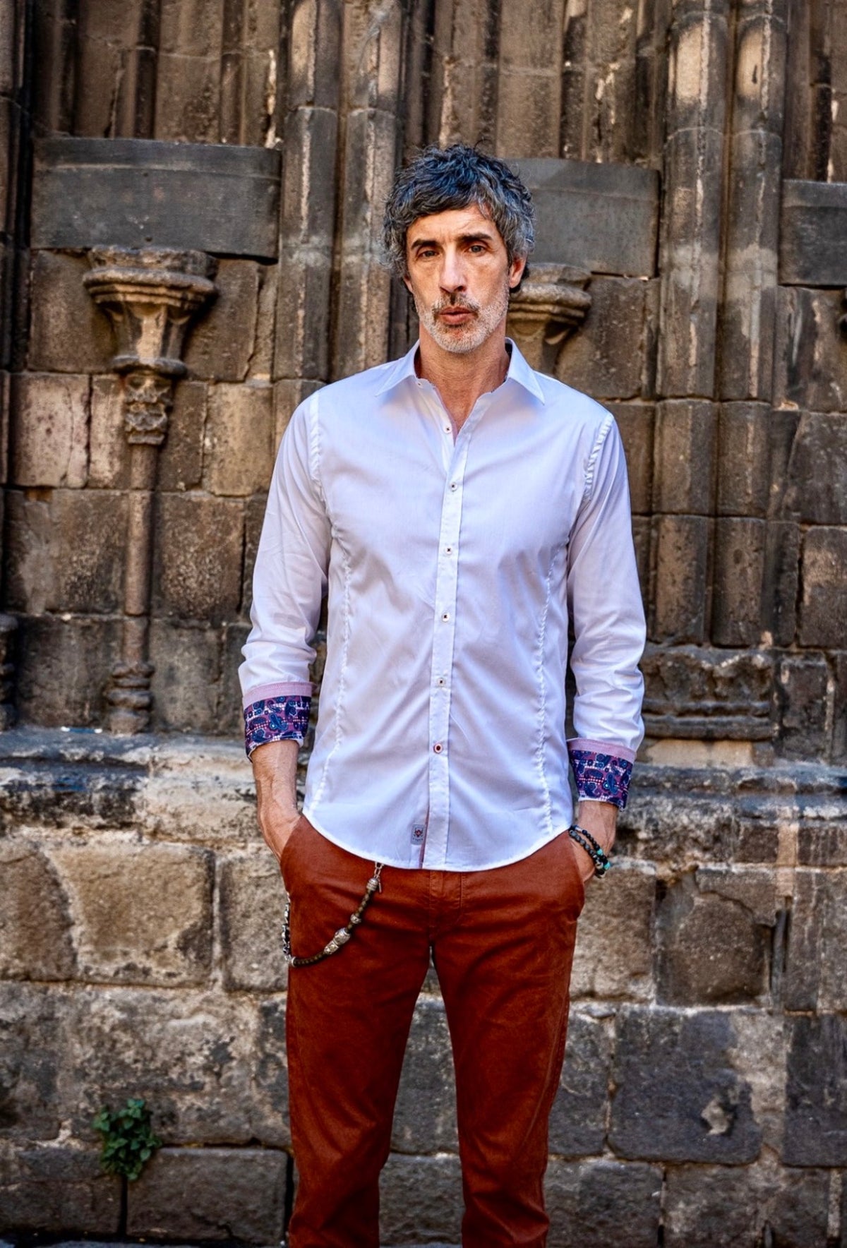 Camisa Blanca Roveto Puño Rojo
