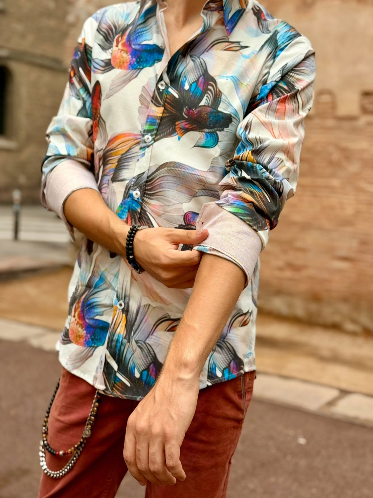 Camisa Goldfish puño detalles en Blanco