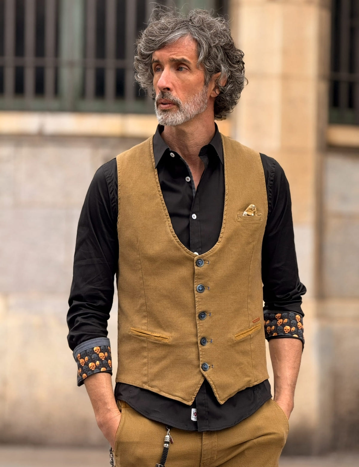 Chaleco Piero Tencel Mostaza