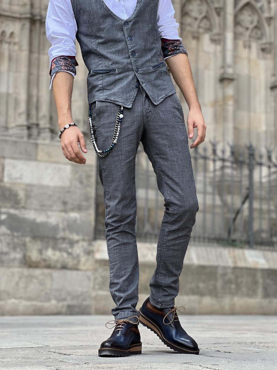 Pantalón Maximo Dip Acero | Aragaza - Tu estilo hecho en Barcelona - Barcelona Fashion - Camisas de Calidad